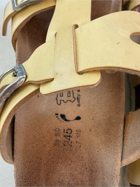 Birkenstock Shoes - Birkenstock BIRKIs 
 Yellow Buckle Slide Sandals